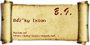 Béky Ixion névjegykártya